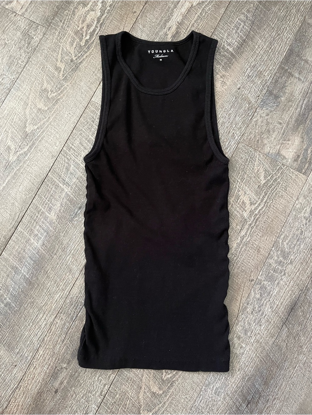 YoungLA Black Ribbed Slim Tank Top